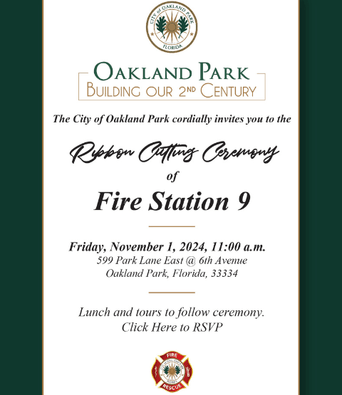Invitation to Fire Station 9 ribbon cutting 