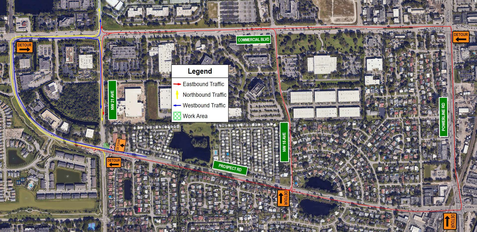 Map of detour during NW 21st Avenue Road Closure
